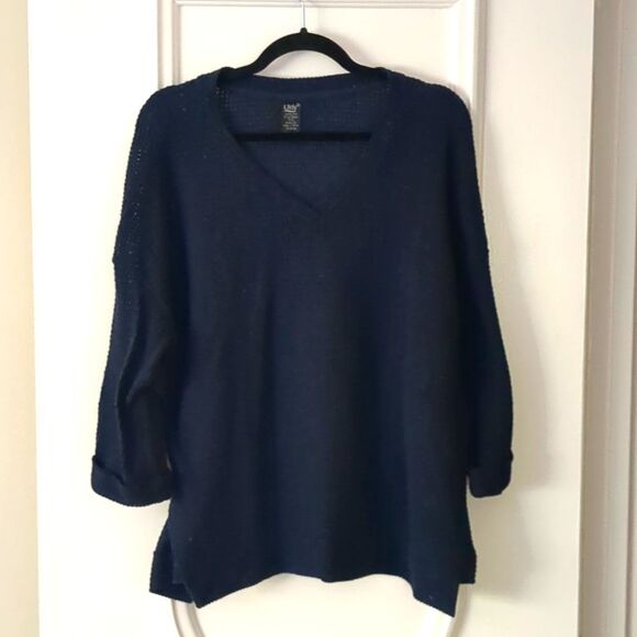 Lildy Navy Waffle Knit Tunic Boxey Drop Shoulder Top XL - Picture 3 of 10